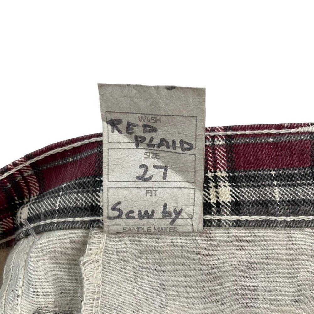 Current/Elliott Jeans Women's Sz 27 Red Plaid The Soho Zip Stiletto Skinny Nwot - Picture 9 of 14